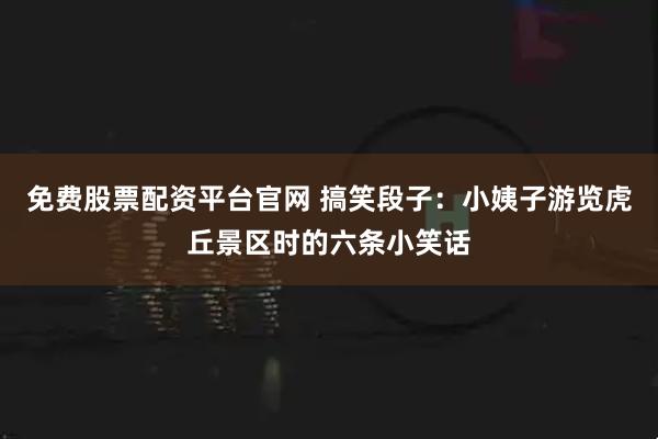 免费股票配资平台官网 搞笑段子：小姨子游览虎丘景区时的六条小笑话